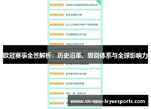 欧冠赛事全景解析：历史沿革、级别体系与全球影响力
